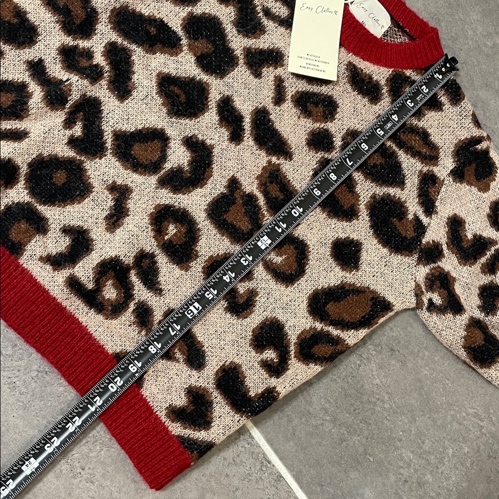 Easy Clothes Leopard And Red Riley Sweater size M/L - Picture 6 of 8